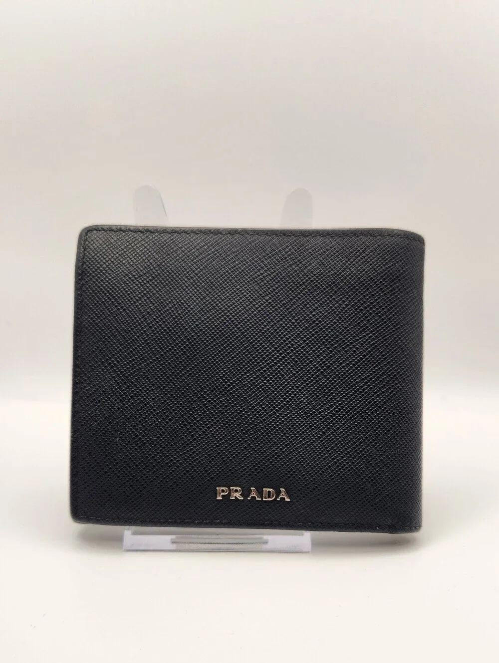 Prada Saffiano Leather Rabbit Bifold Wallet - Black